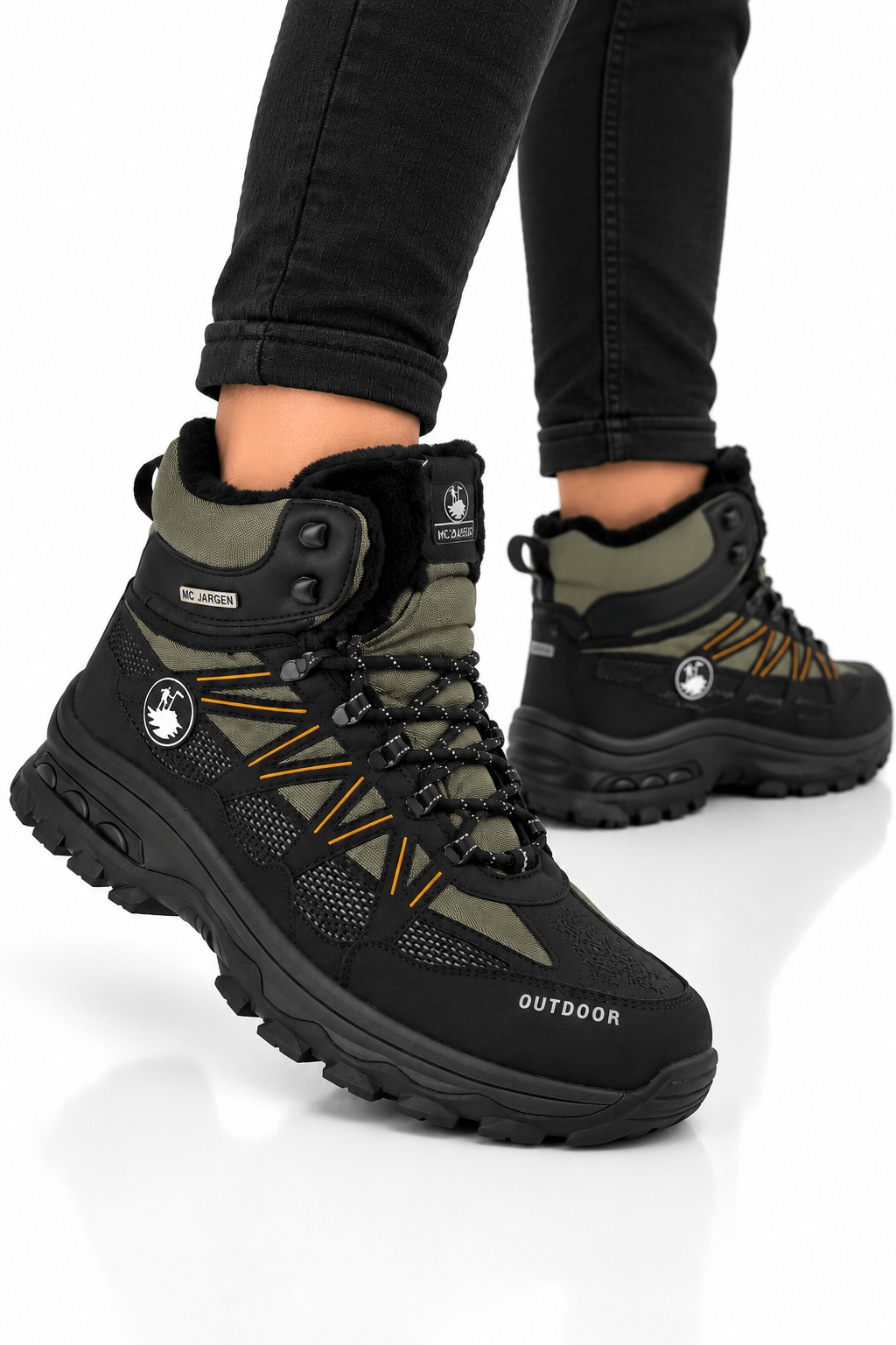 Erkek İçi Kürklü Kaydırmaz Taban Trekking & Outdoor Bot  HAKİ - SİYAH
