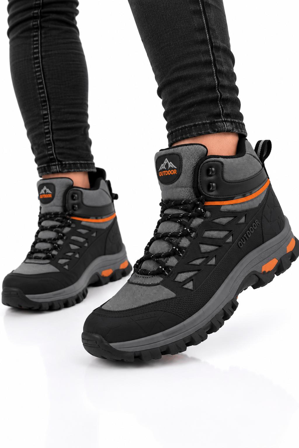 Erkek İçi Kürklü Kaydırmaz Taban Trekking & Outdoor Bot  FÜME-TURUNCU