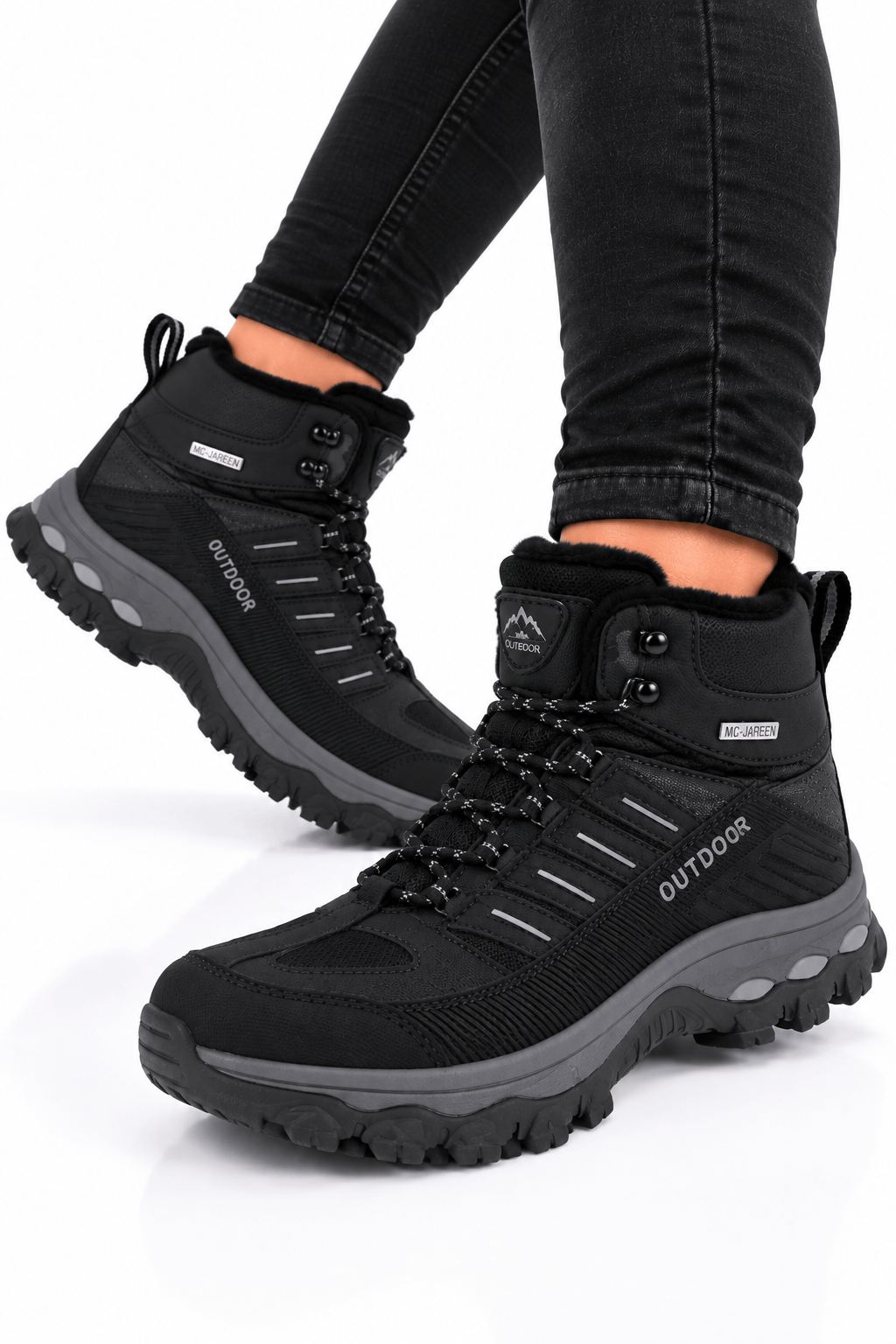 Erkek İçi Kürklü Kaydırmaz Taban Trekking & Outdoor Bot  SİYAH-FÜME