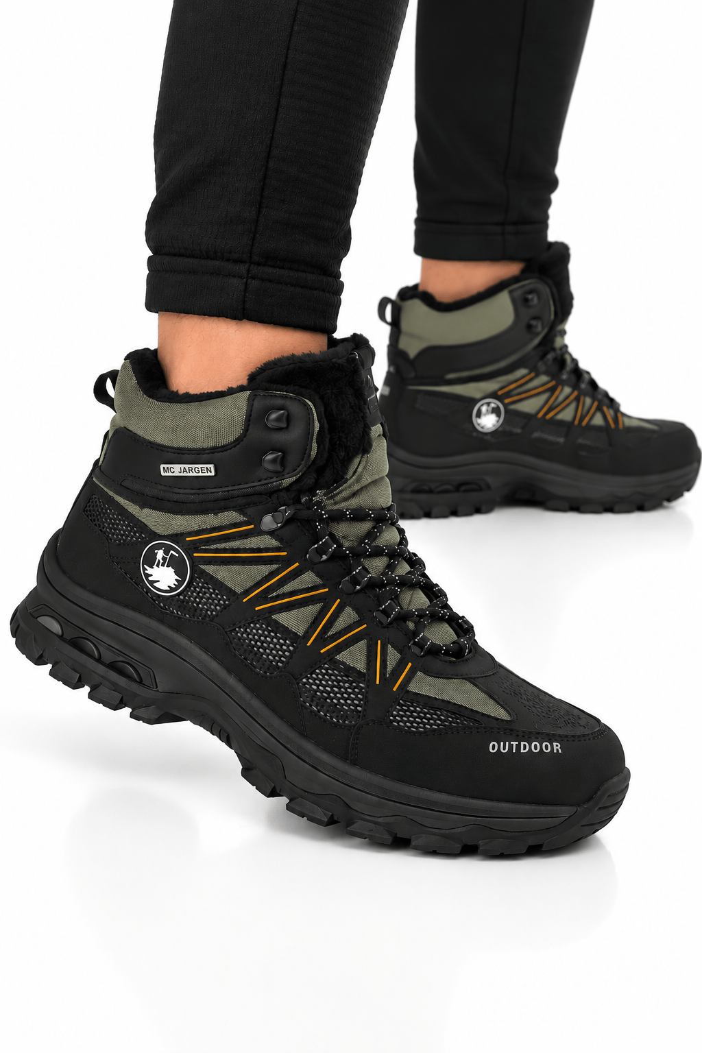 Erkek İçi Kürklü Kaydırmaz Taban Trekking & Outdoor Bot  HAKİ - SİYAH