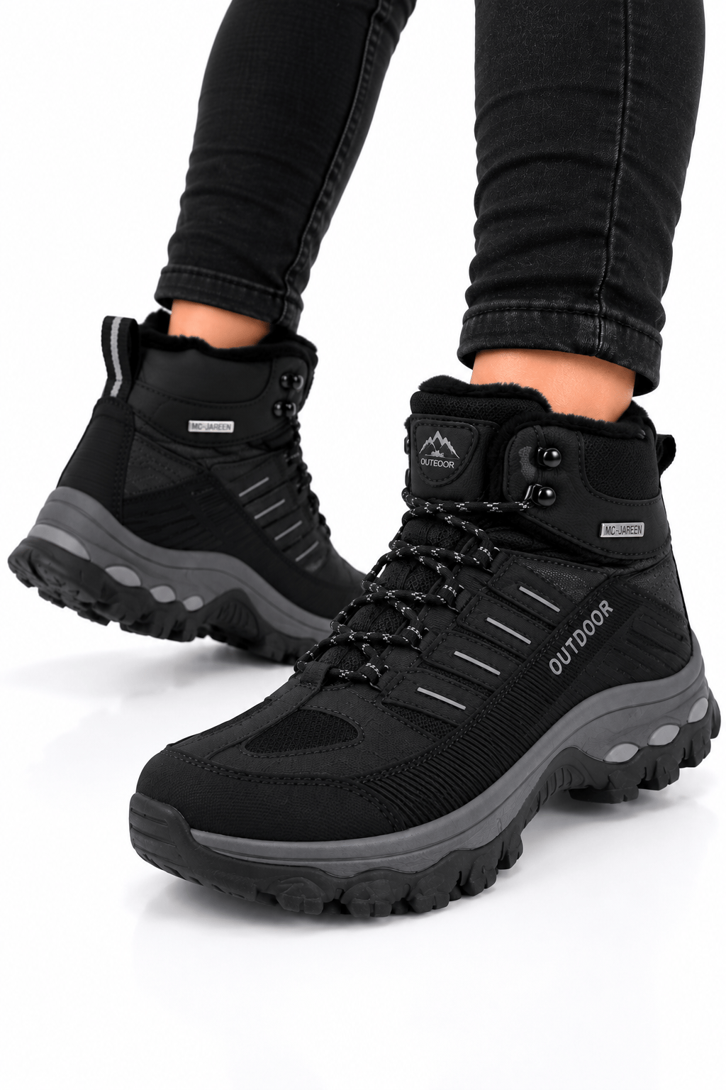 Erkek İçi Kürklü Kaydırmaz Taban Trekking & Outdoor Bot  SİYAH-FÜME