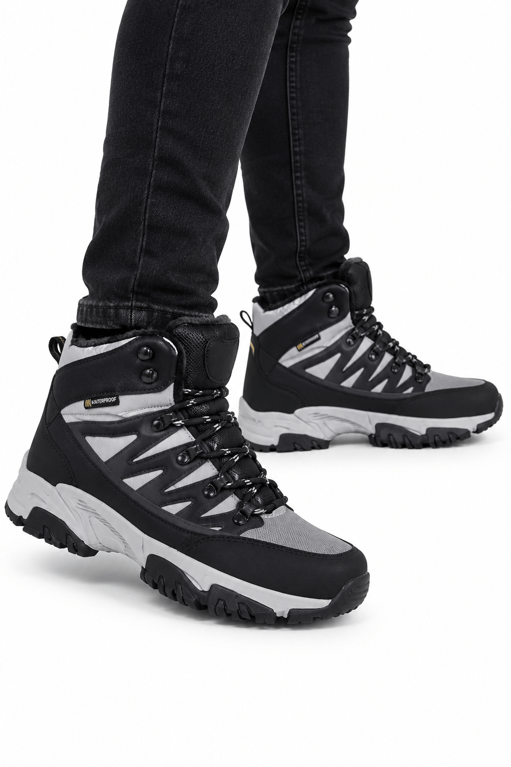 Erkek İçi Kürklü Trekking & Outdoor Bot  Gri-Siyah