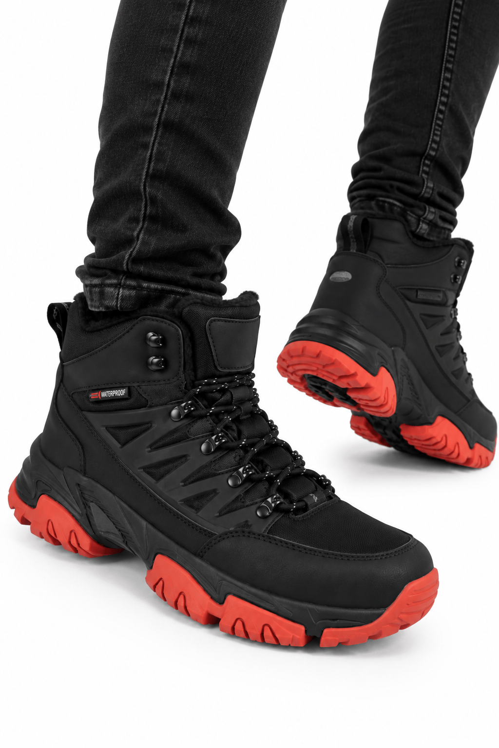 Erkek İçi Kürklü Trekking & Outdoor Bot  SİYAH-TURUNCU