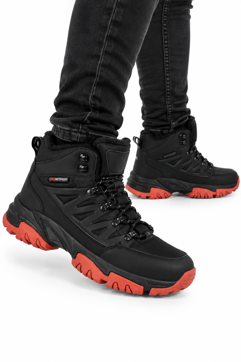 Erkek İçi Kürklü Trekking & Outdoor Bot  SİYAH-TURUNCU