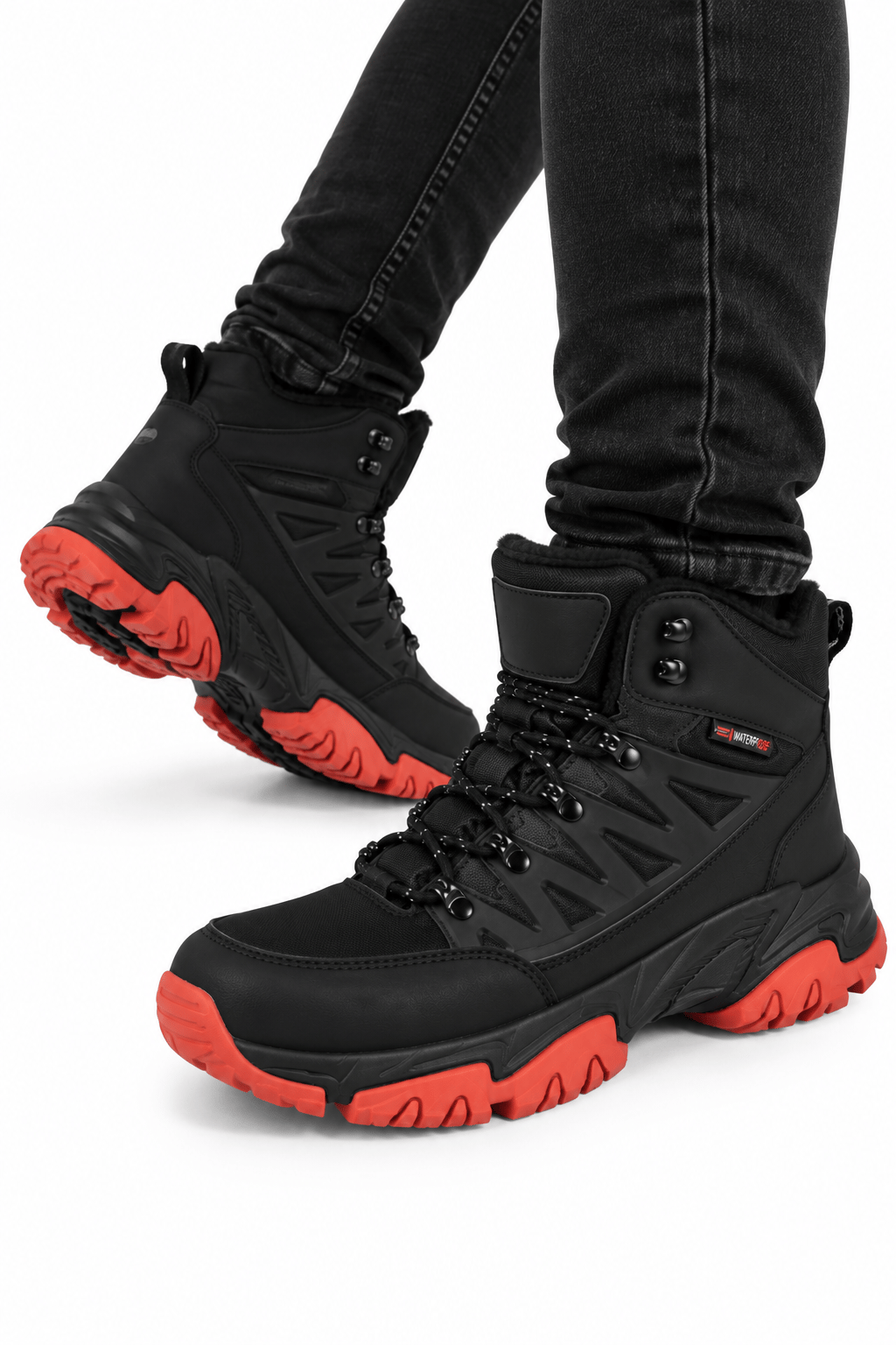 Erkek İçi Kürklü Trekking & Outdoor Bot  SİYAH-TURUNCU