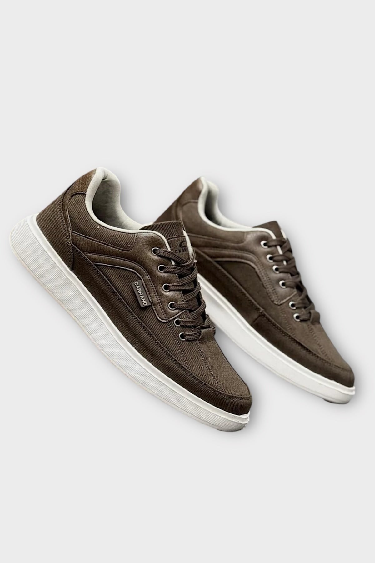 Erkek Keten Gabardin Kumaş Sneaker Ayakkabı KAHVERENGİ