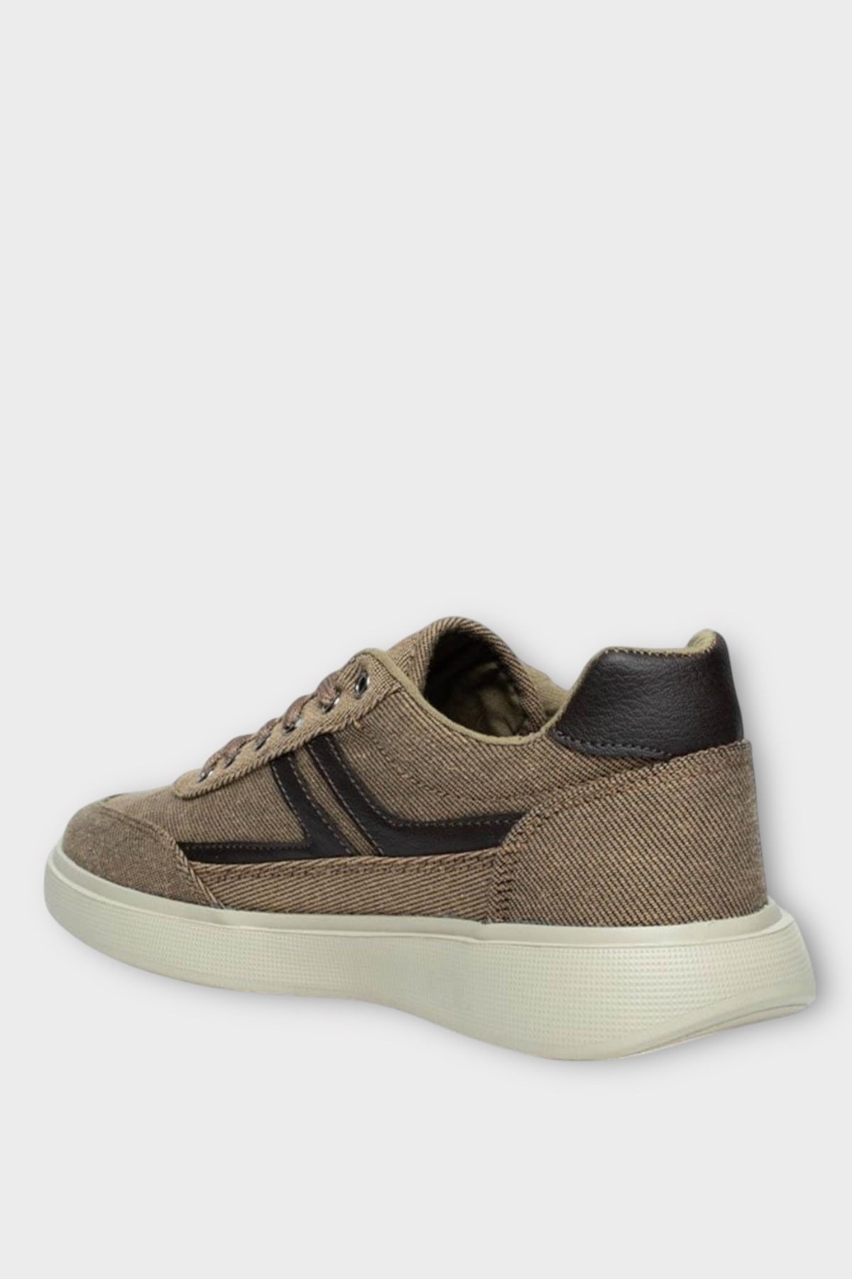 Erkek Keten Gabardin Kumaş Sneaker Ayakkabı VİZON