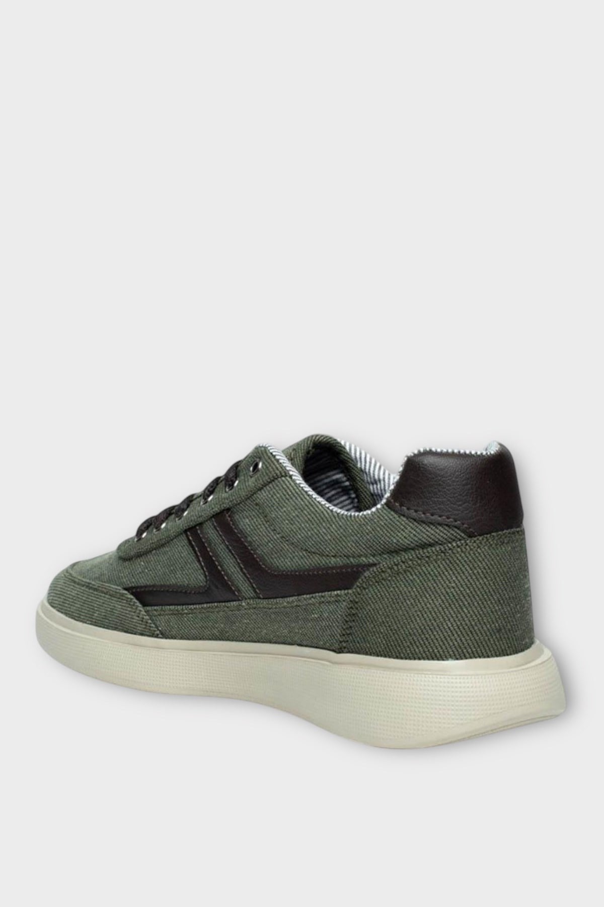 Erkek Keten Gabardin Kumaş Sneaker Ayakkabı HAKİ