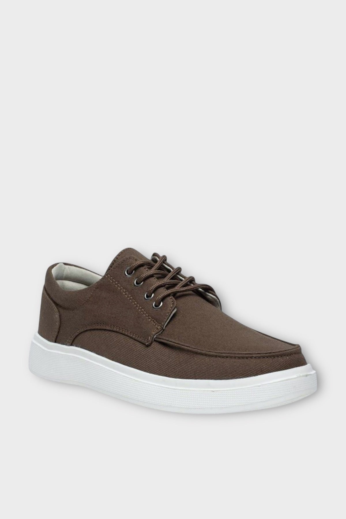 Erkek Keten Gabardin Kumaş Sneaker Ayakkabı KAHVERENGİ