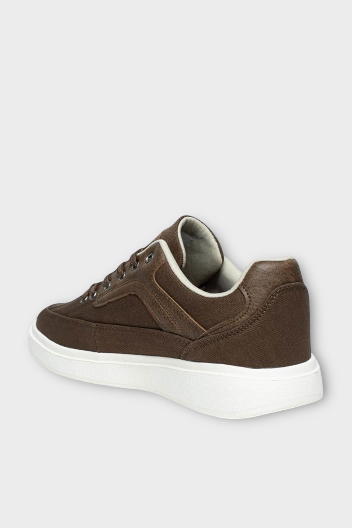 Erkek Keten Gabardin Kumaş Sneaker Ayakkabı KAHVERENGİ