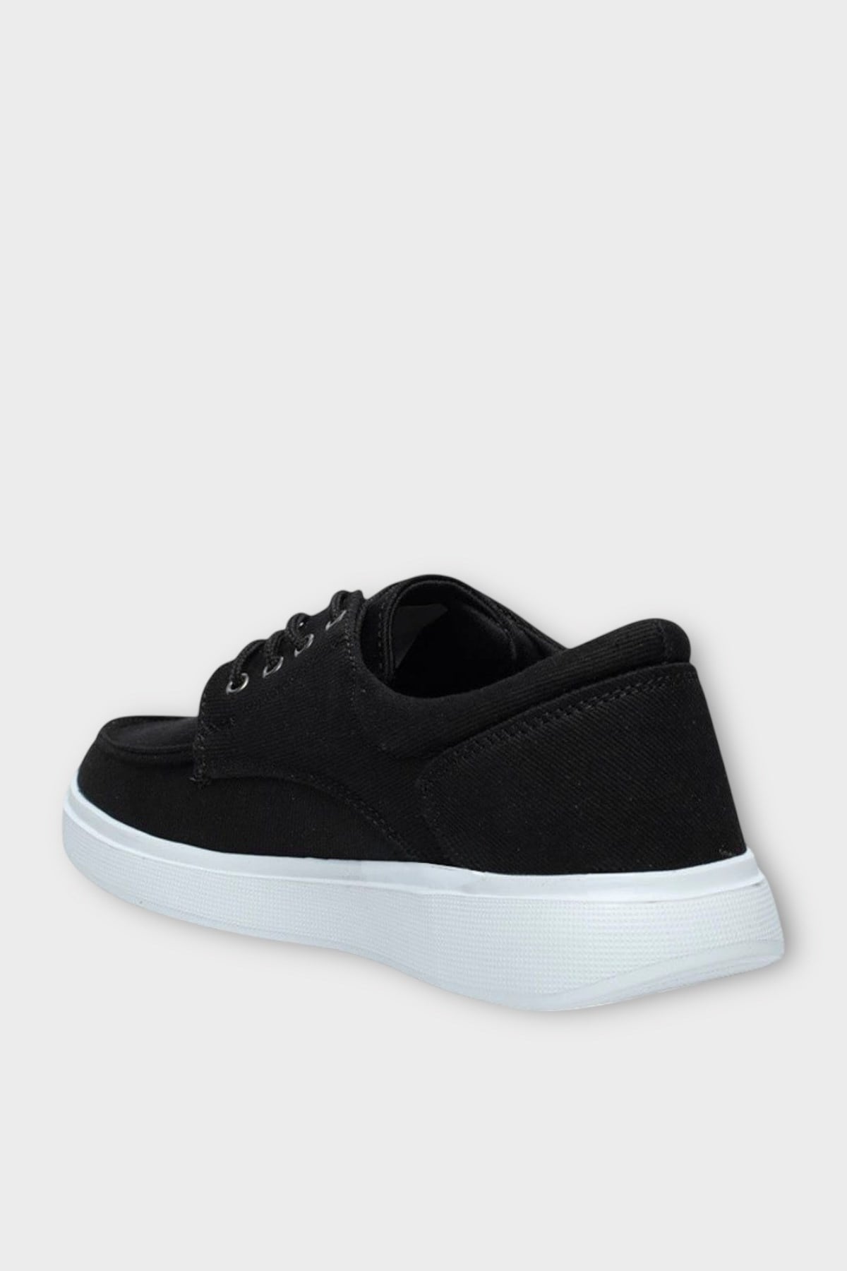 Erkek Keten Gabardin Kumaş Sneaker Ayakkabı SİYAH - BEYAZ