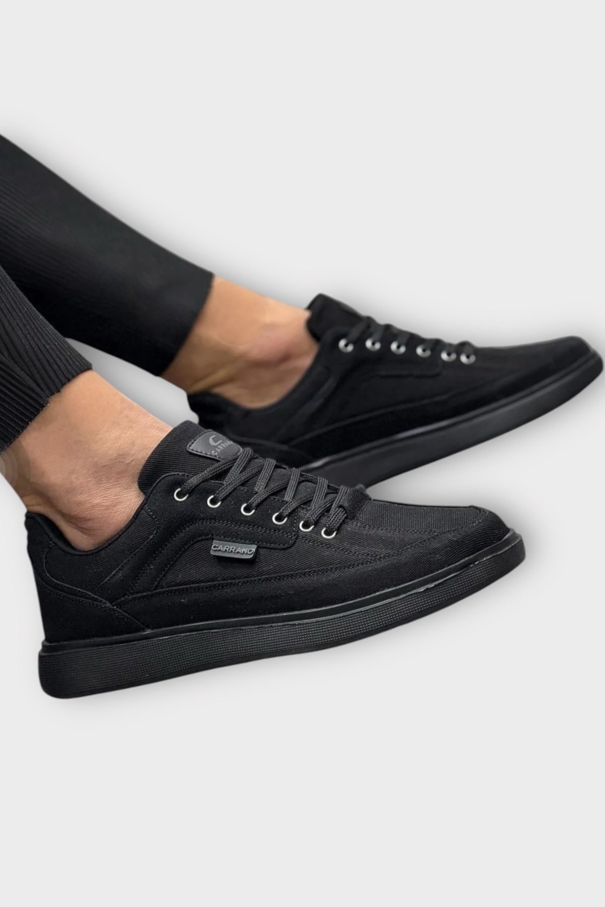 Erkek Keten Gabardin Kumaş Sneaker Ayakkabı SİYAH