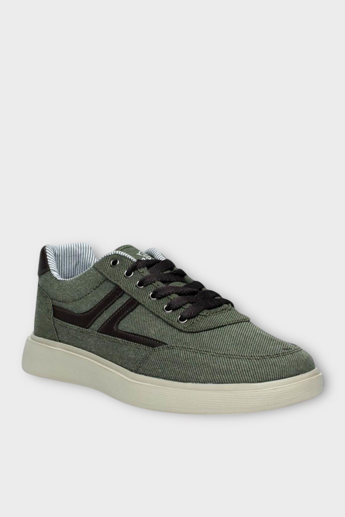 Erkek Keten Gabardin Kumaş Sneaker Ayakkabı HAKİ