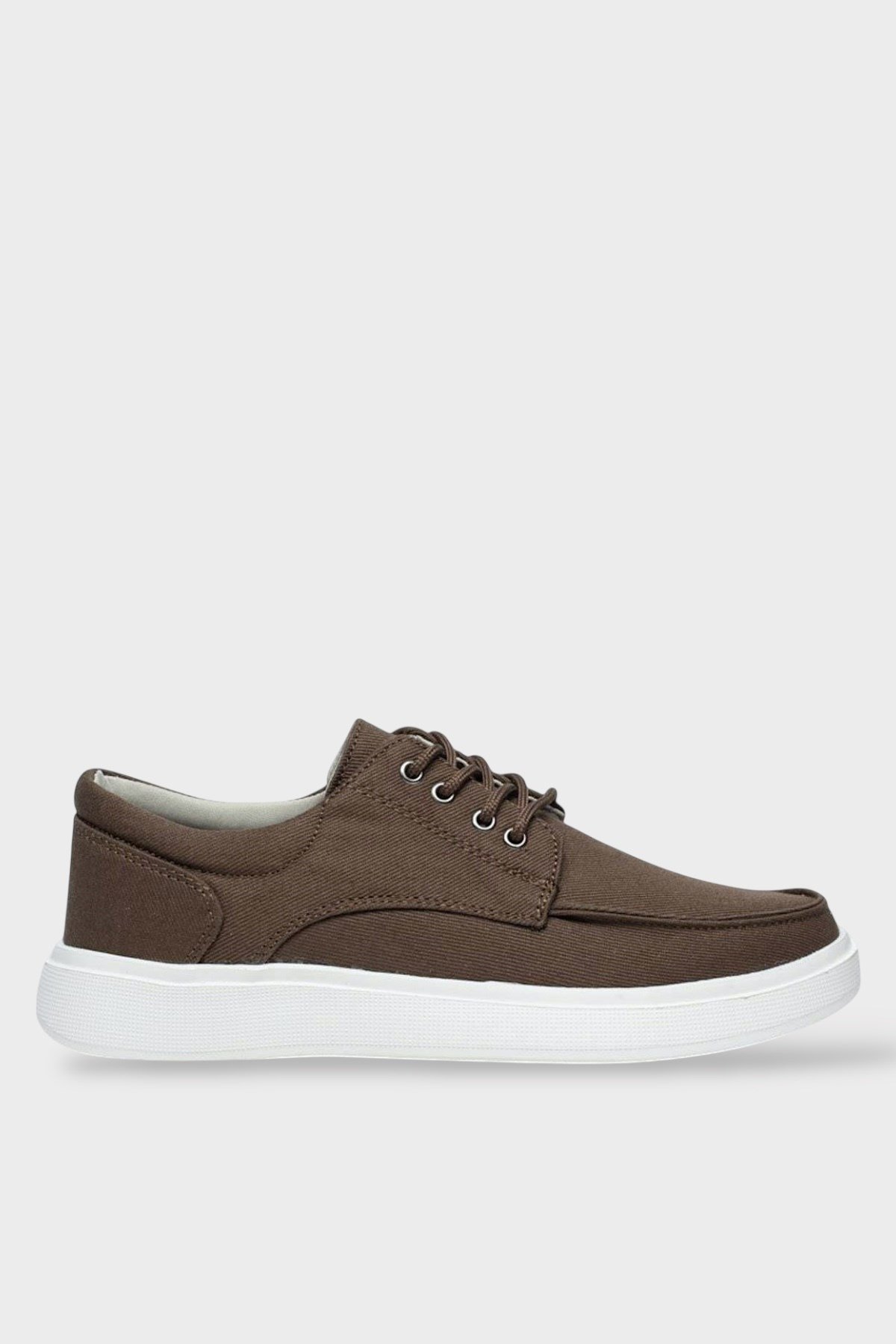 Erkek Keten Gabardin Kumaş Sneaker Ayakkabı KAHVERENGİ