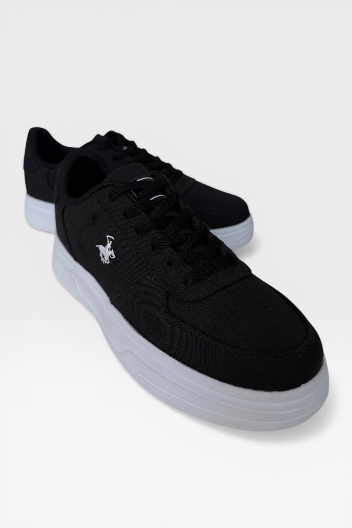 Erkek Keten Sneaker Ayakkabı SİYAH - BEYAZ