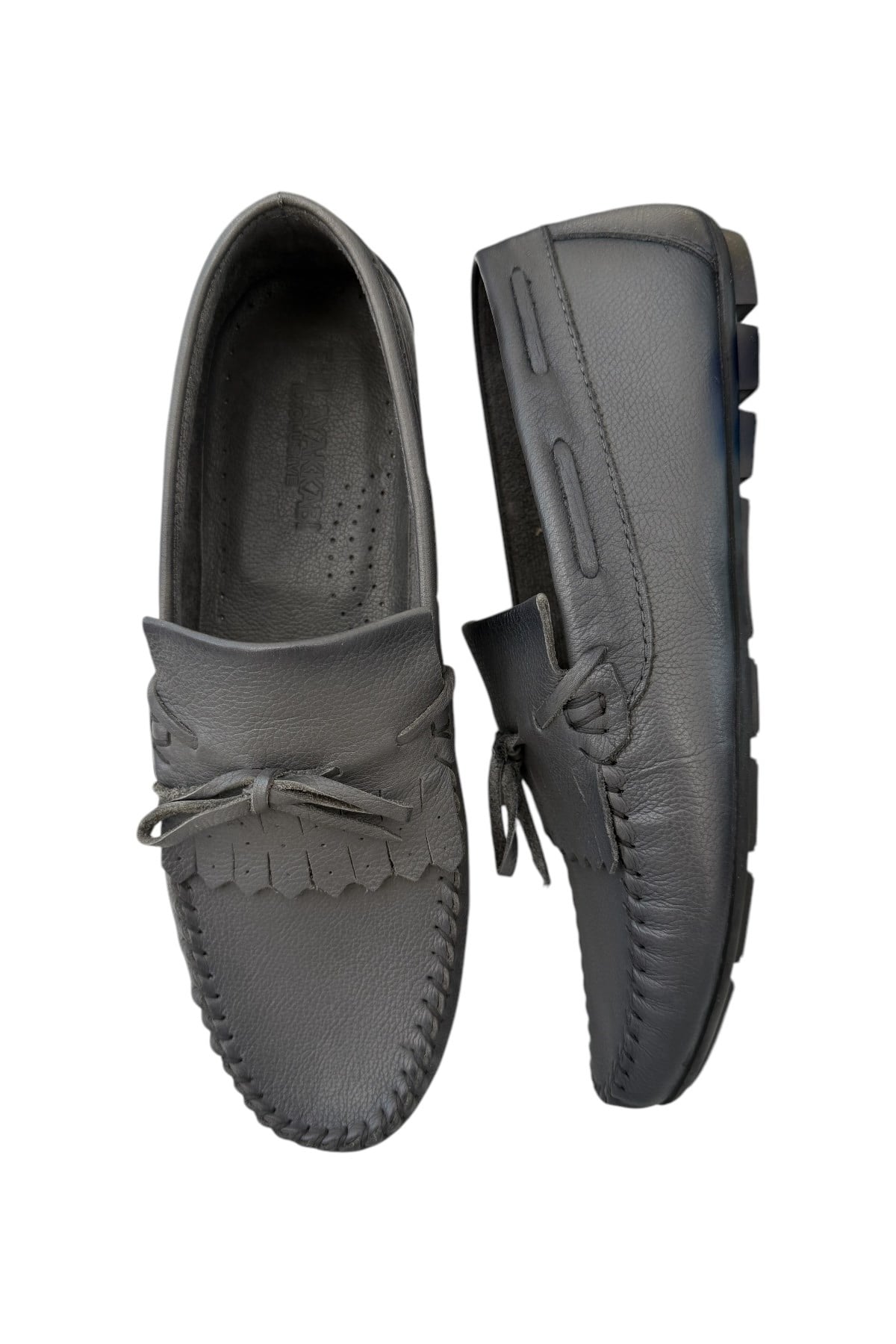Erkek Rok Floter Hakiki Deri Ayakkabı FÜME