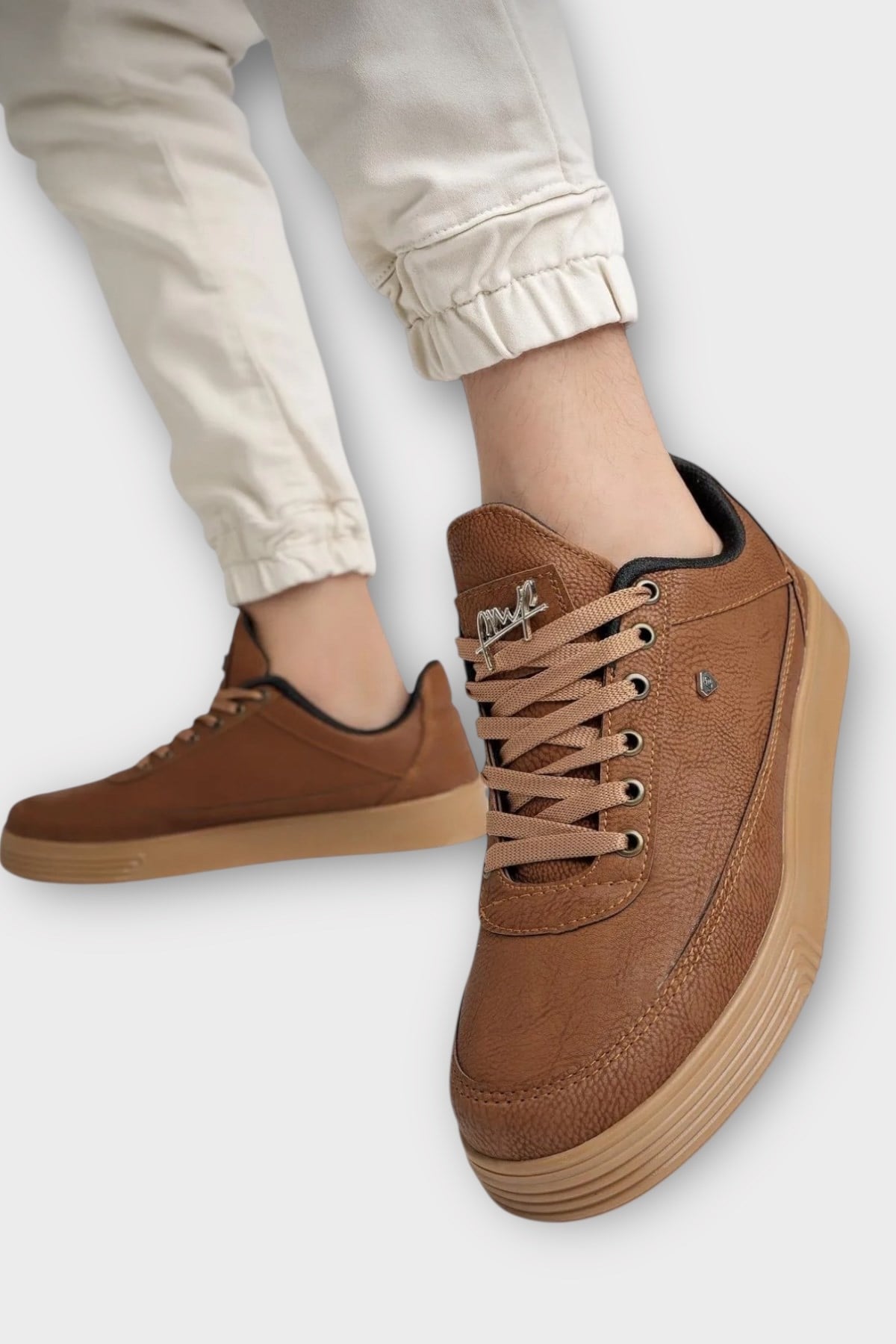 Erkek Şık Yumuşak Spor Sneaker Ayakkabı TABA