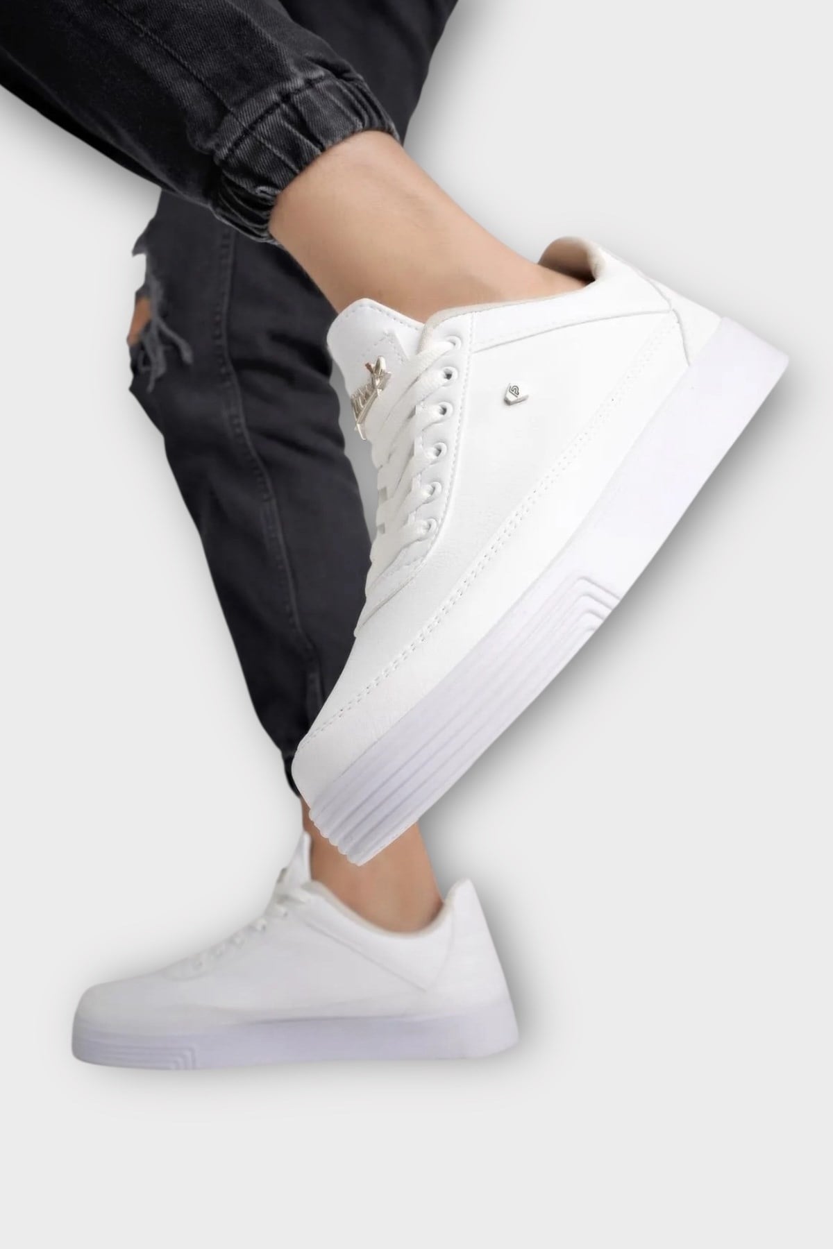 Erkek Şık Yumuşak Spor Sneaker Ayakkabı BEYAZ