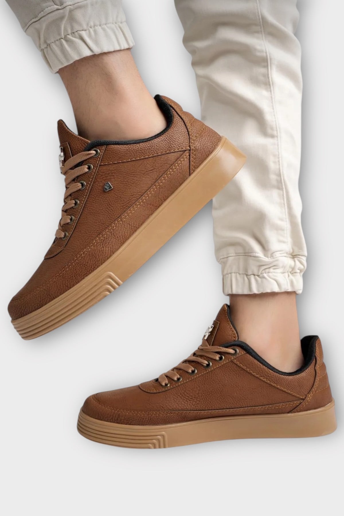 Erkek Şık Yumuşak Spor Sneaker Ayakkabı TABA