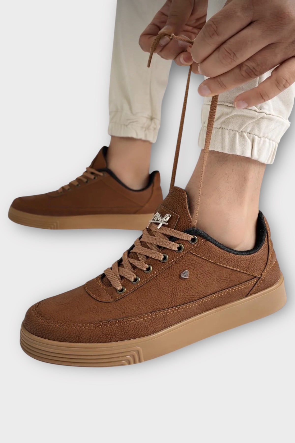 Erkek Şık Yumuşak Spor Sneaker Ayakkabı TABA