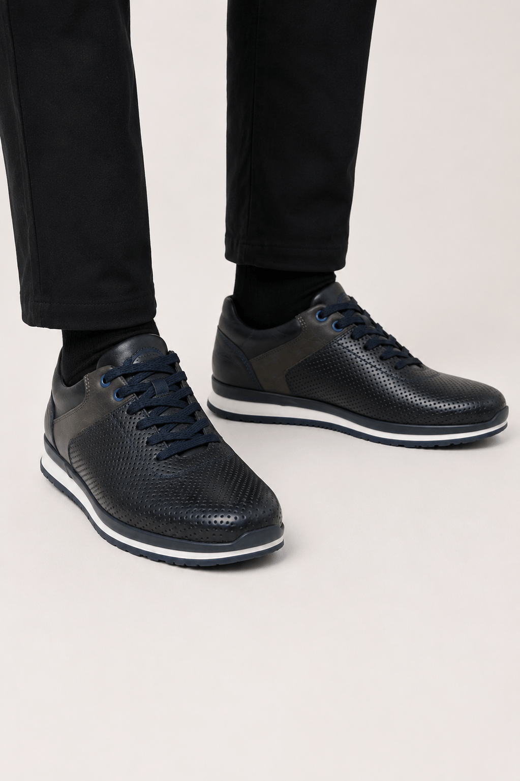 Erkek Sneaker Hakiki Erkek Deri Ayakkabı LACİVERT