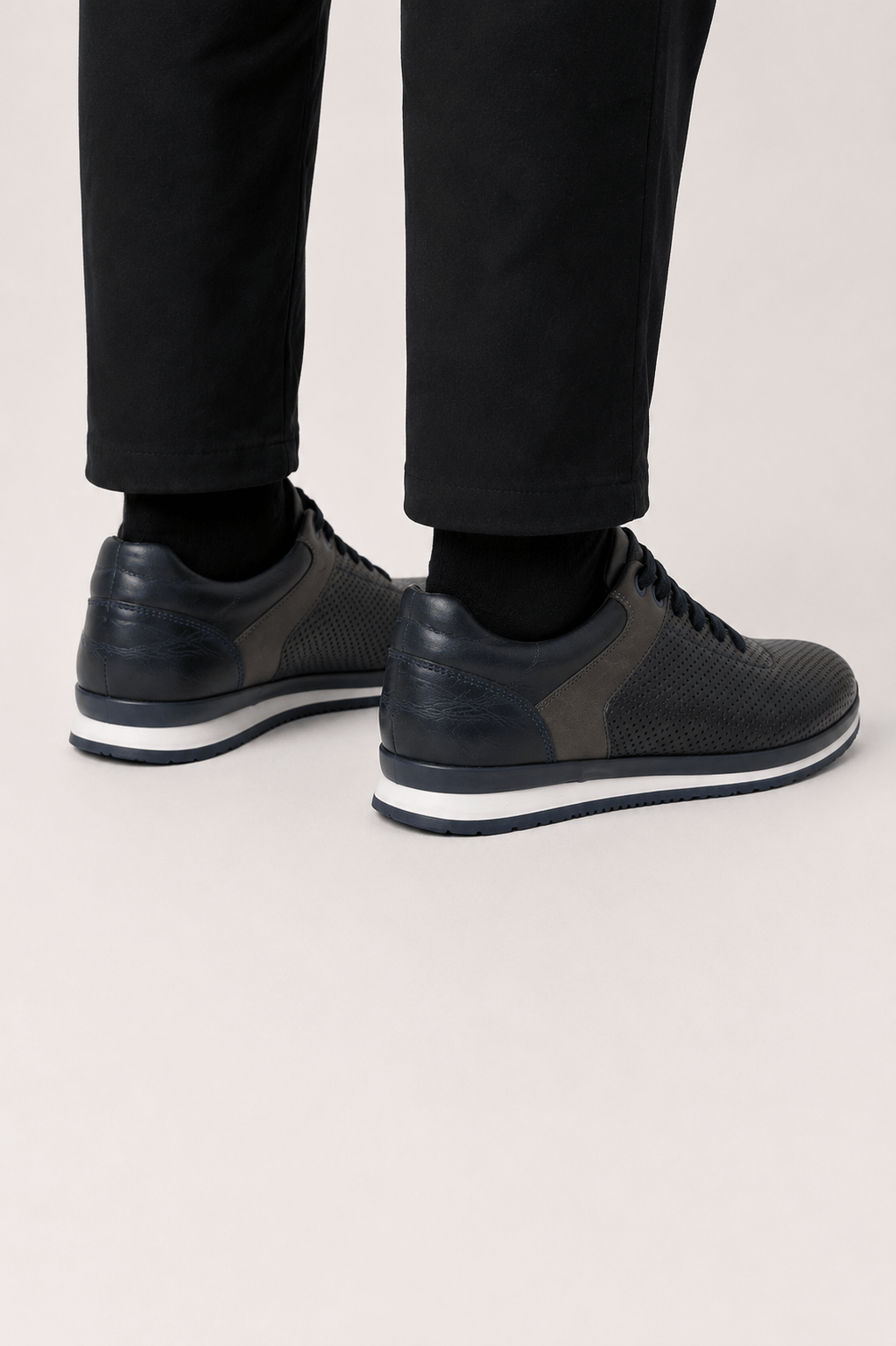 Erkek Sneaker Hakiki Erkek Deri Ayakkabı LACİVERT