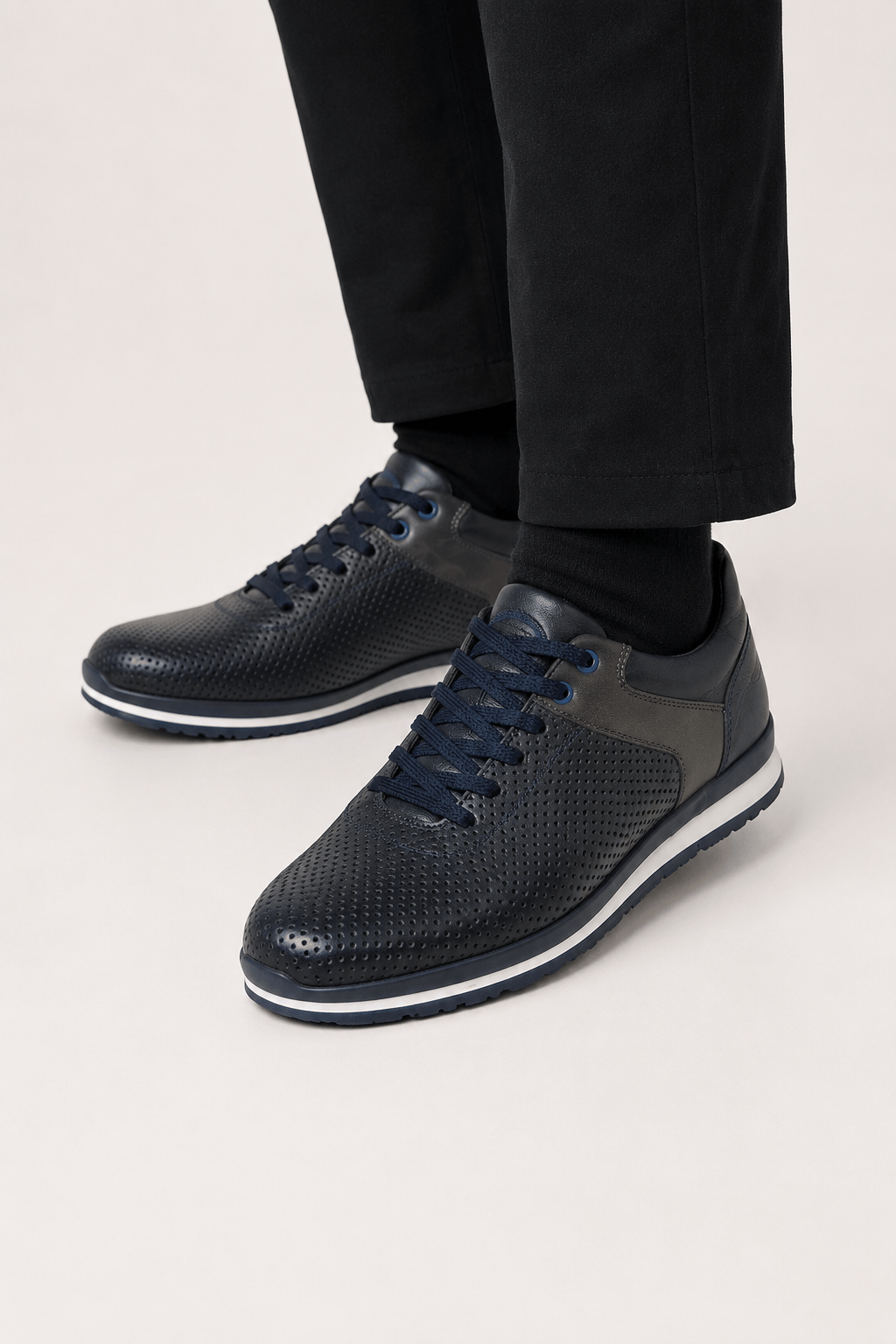 Erkek Sneaker Hakiki Erkek Deri Ayakkabı LACİVERT