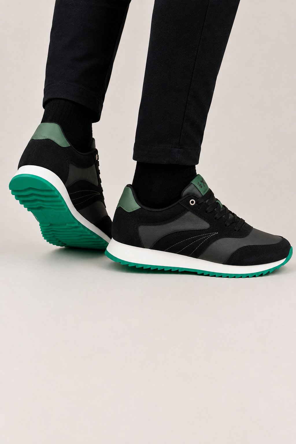 Erkek Termo Taban Cilt Sneaker Ayakkabı SİYAH - YEŞİL