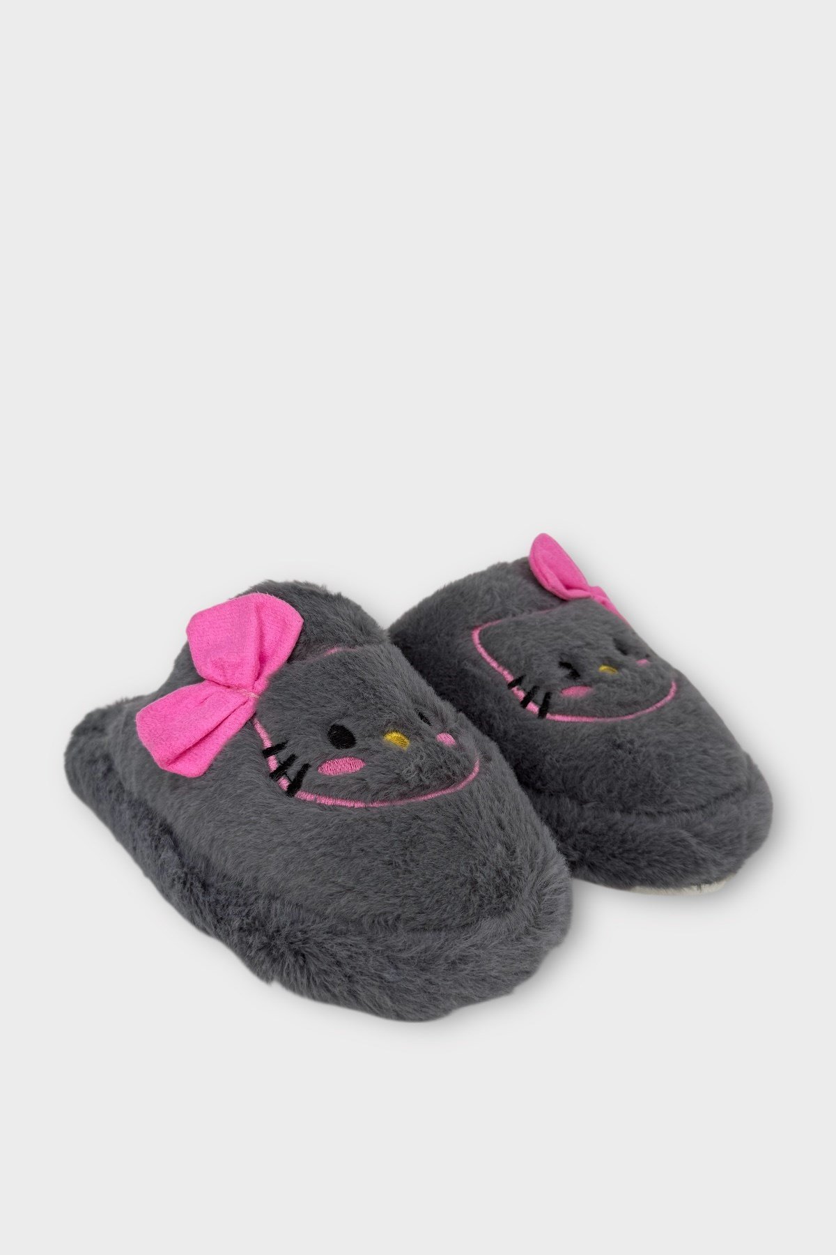 HelloKitty Figürlü Sıcak Tutan Kışlık Kadın Ev Terliği FÜME - PEMBE