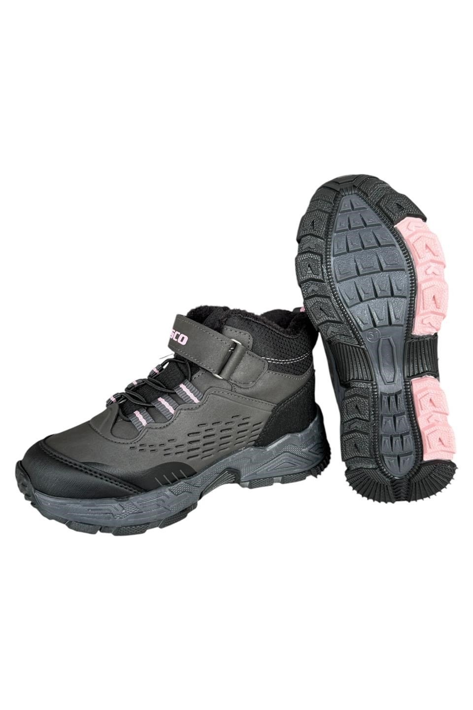 İçi Yünlü Cırtlı Soğuk Geçirmez Outdoor Çocuk Bot FÜME - PEMBE