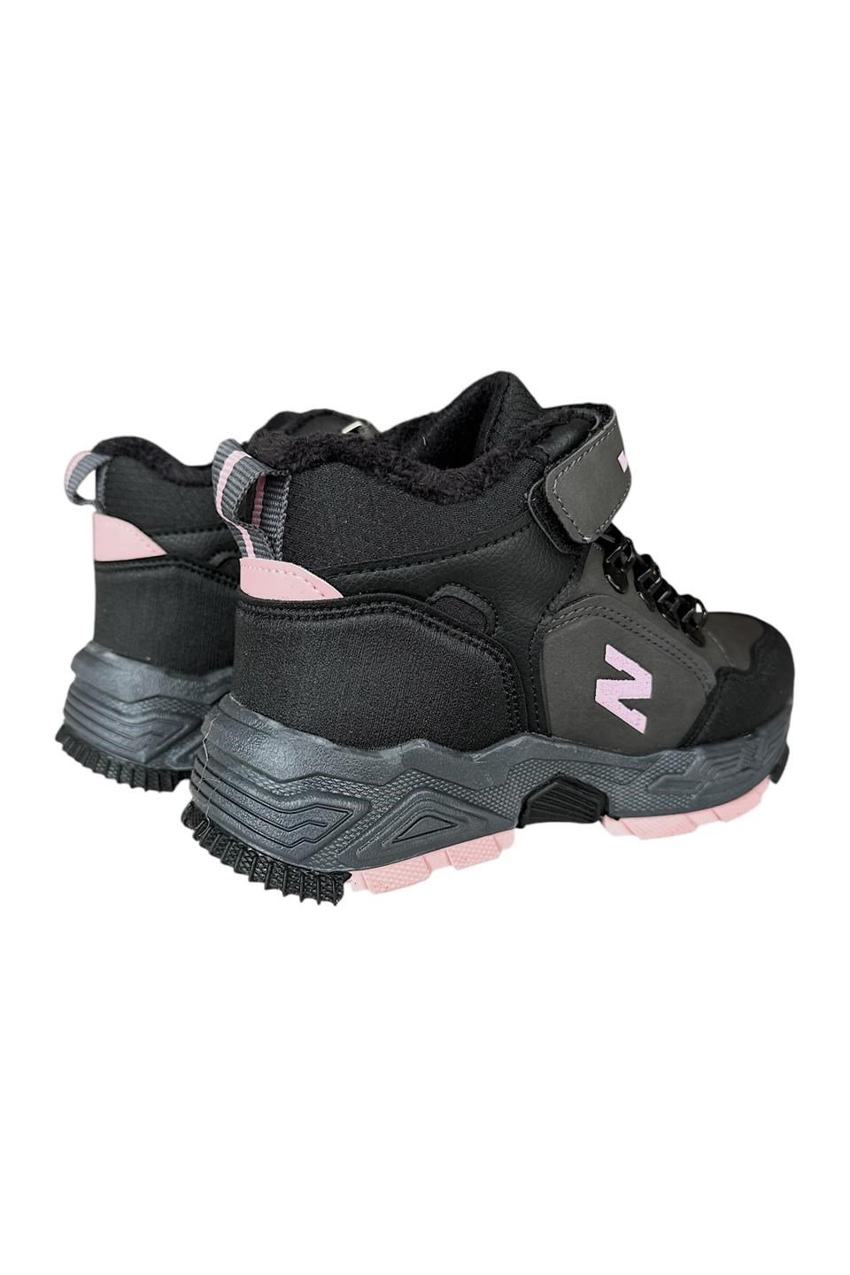 İçi Yünlü Cırtlı Soğuk Geçirmez Outdoor Çocuk Bot FÜME - PEMBE
