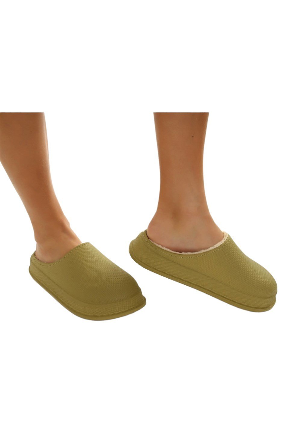 İçi Yünlü Su Geçirmez Kapalı Unisex Ev Terliği HAKİ
