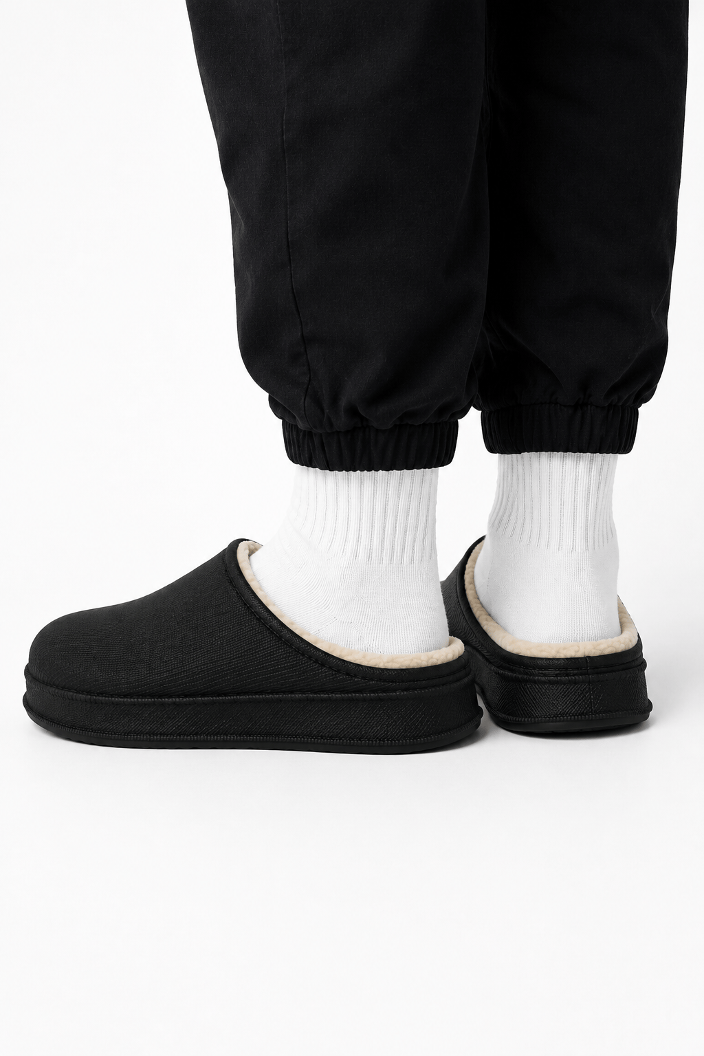 İçi Yünlü Su Geçirmez Kapalı Unisex Ev Terliği SİYAH
