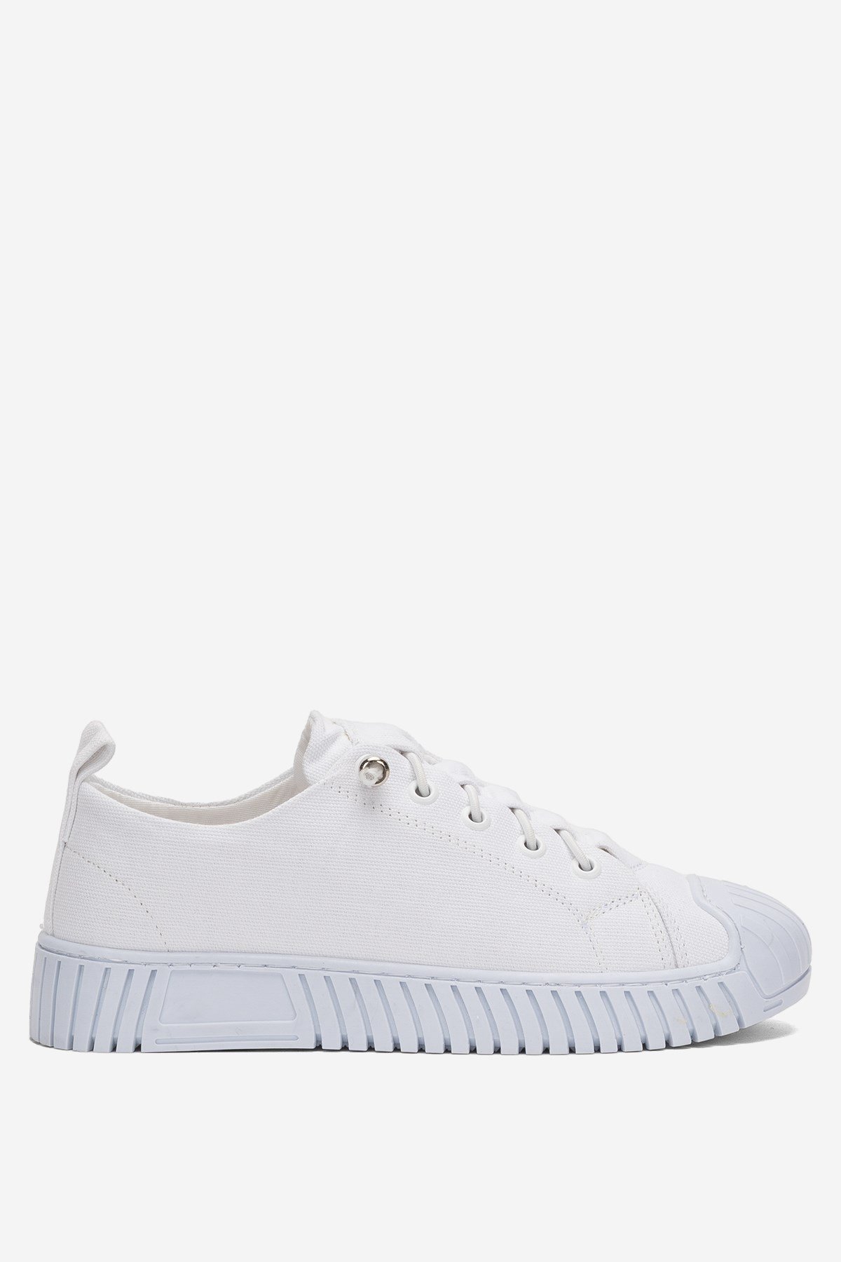 Kadın Kolay Giyilebilir Lastik Bağcıklı Spor Keten Sneaker Ayakkabı BEYAZ