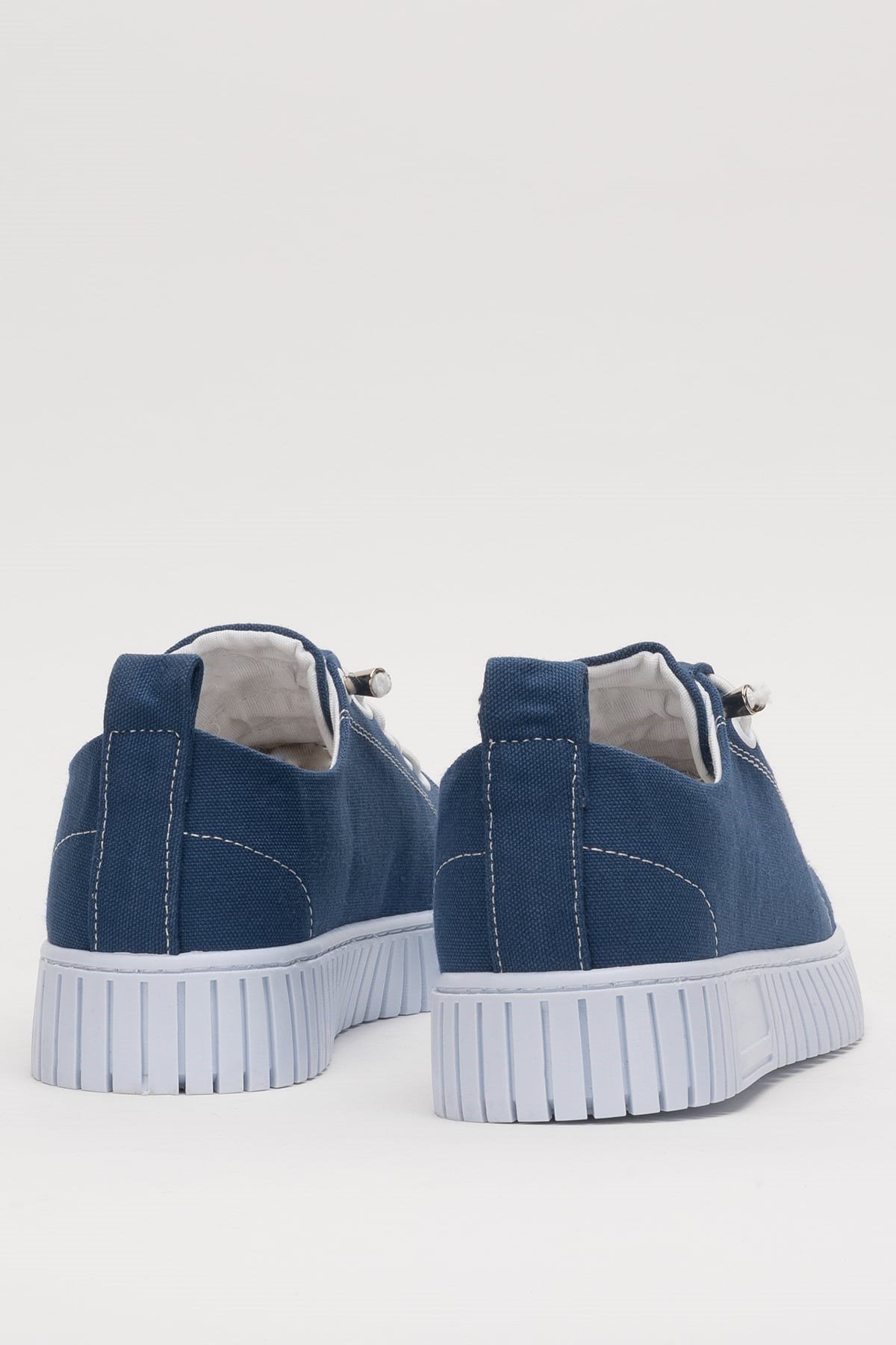 Kadın Kolay Giyilebilir Lastik Bağcıklı Spor Keten Sneaker Ayakkabı LACİVERT