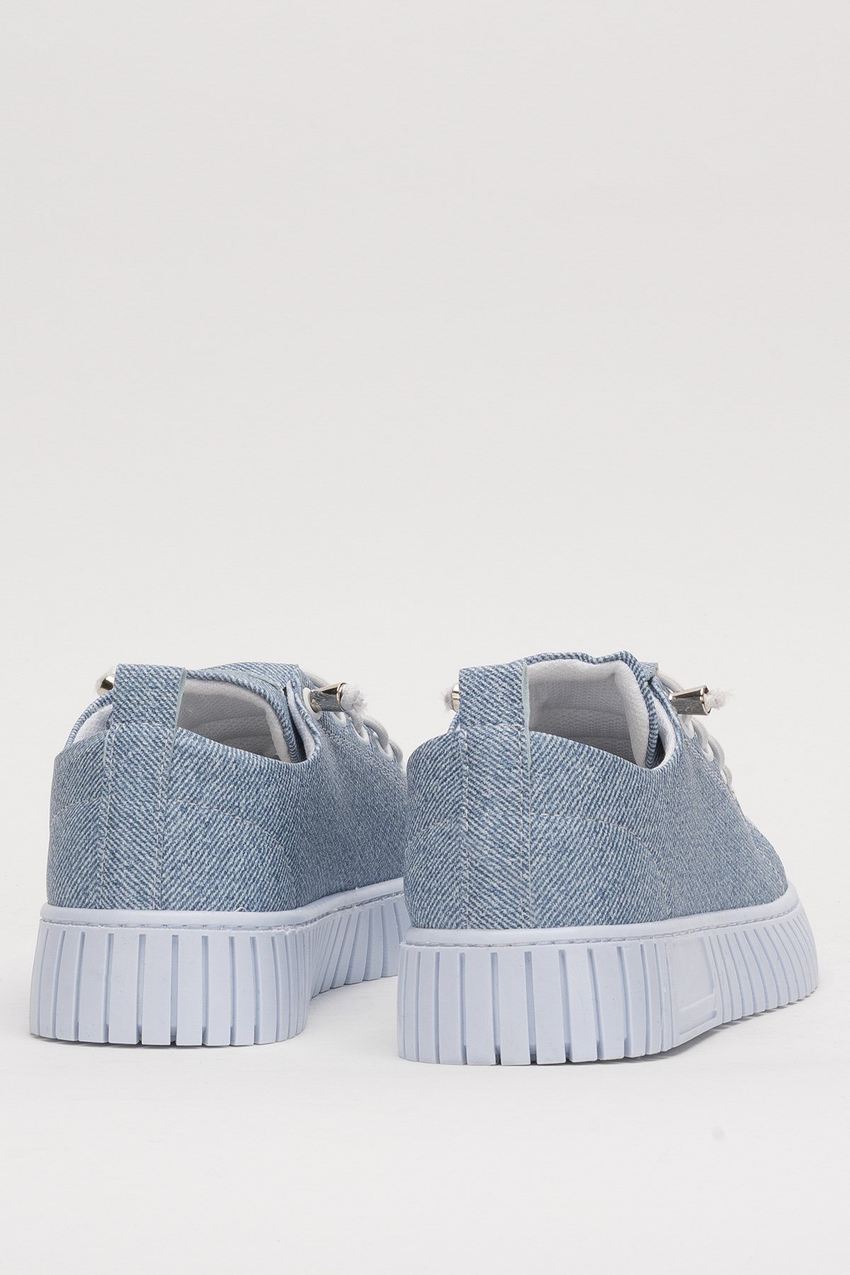 Kadın Kolay Giyilebilir Lastik Bağcıklı Spor Keten Sneaker Ayakkabı MAVİ