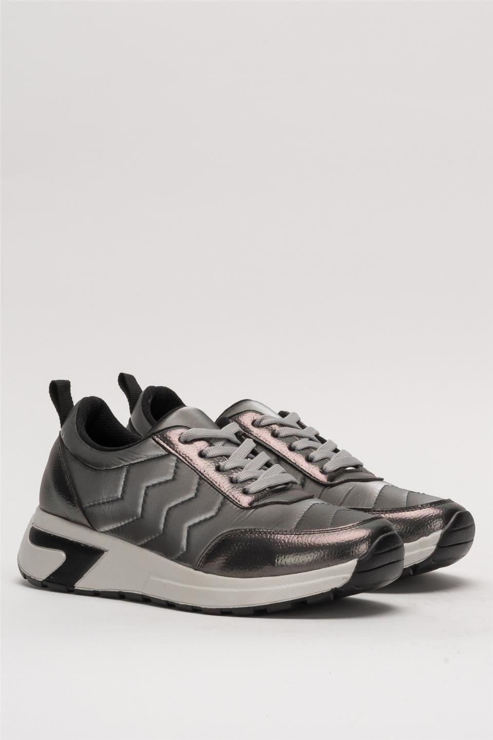 Kadın Rahat Comfort Taban Spor Sneaker Ayakkabı GÜMÜŞ