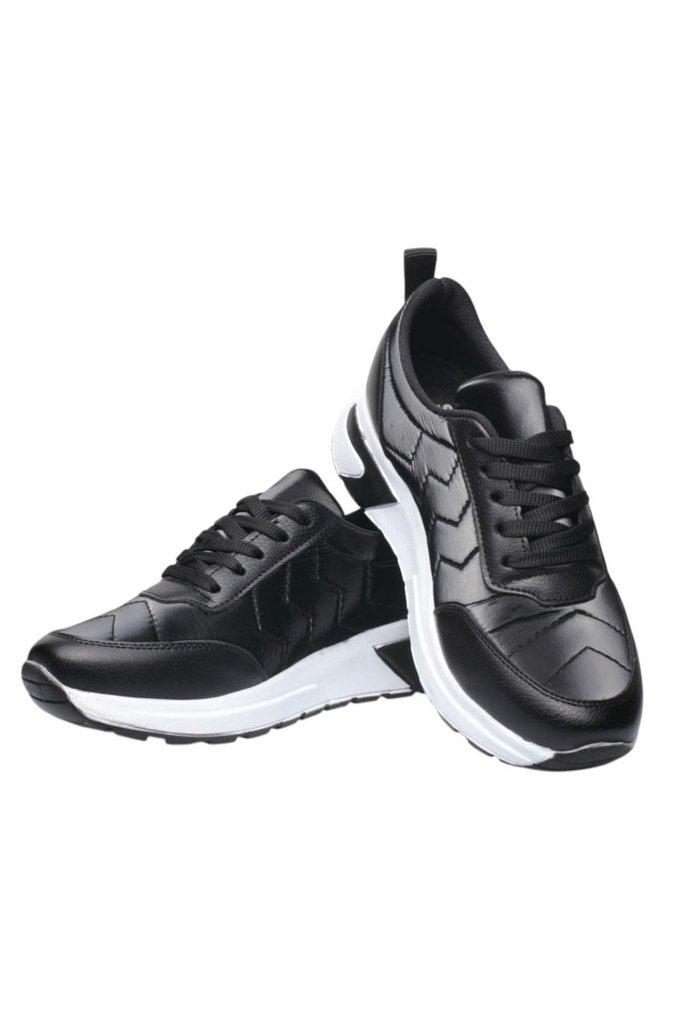 Kadın Rahat Comfort Taban Spor Sneaker Ayakkabı SİYAH - BEYAZ