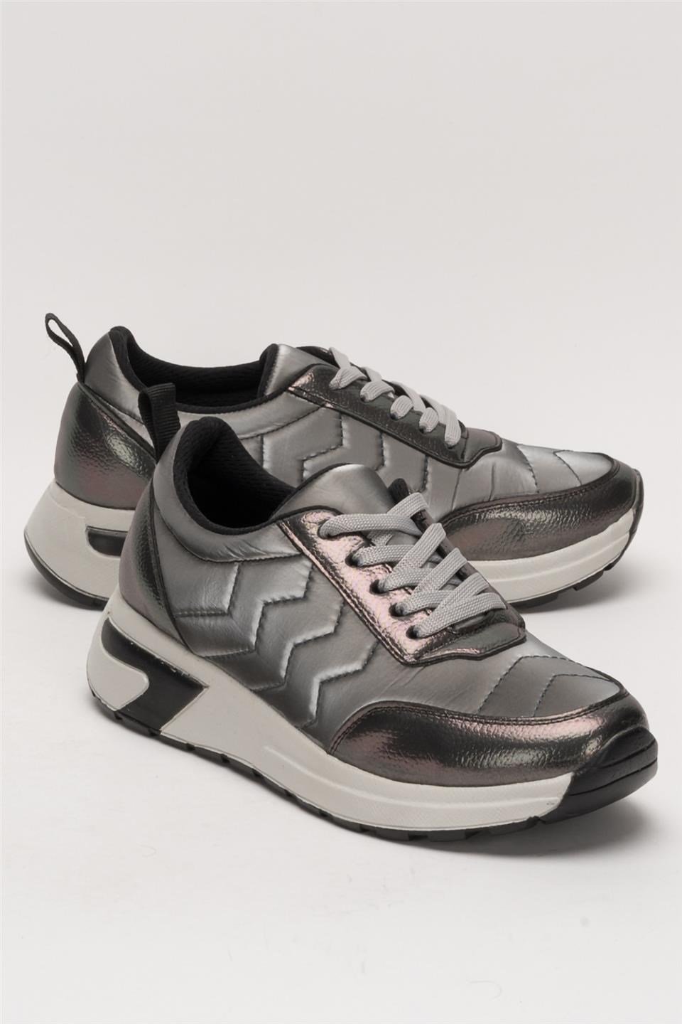 Kadın Rahat Comfort Taban Spor Sneaker Ayakkabı GÜMÜŞ