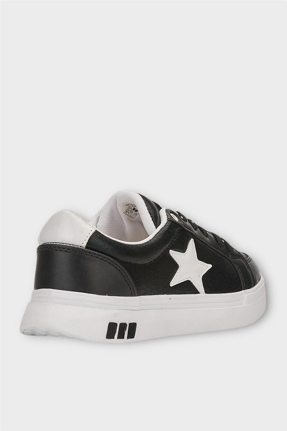 Kadın Yıldız Detay Şık Sneaker Ayakkabı SİYAH - BEYAZ