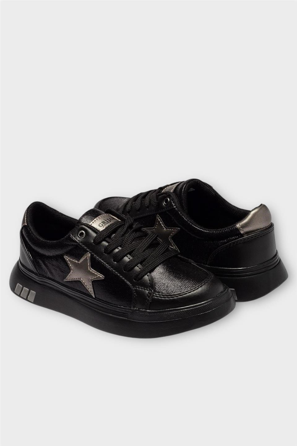 Kadın Yıldız Detay Şık Sneaker Ayakkabı SİYAH