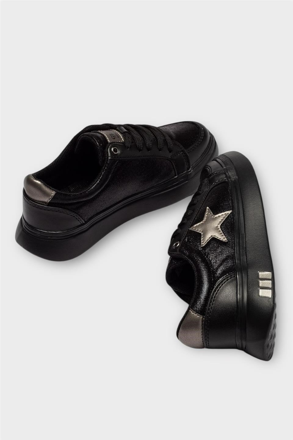 Kadın Yıldız Detay Şık Sneaker Ayakkabı SİYAH