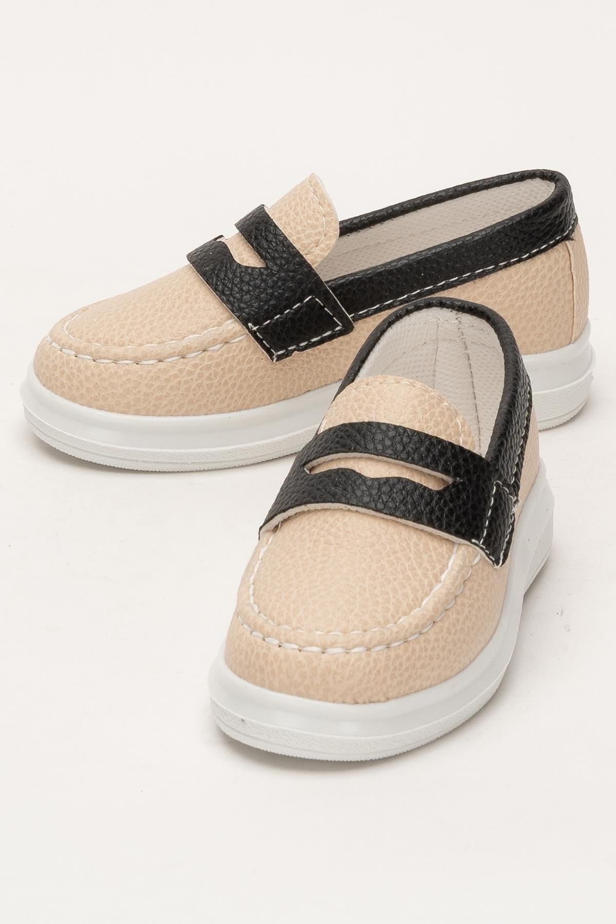 Okul Tören Düğün Sünnet Erkek Çocuk Ayakkabı      BEJ - SİYAH