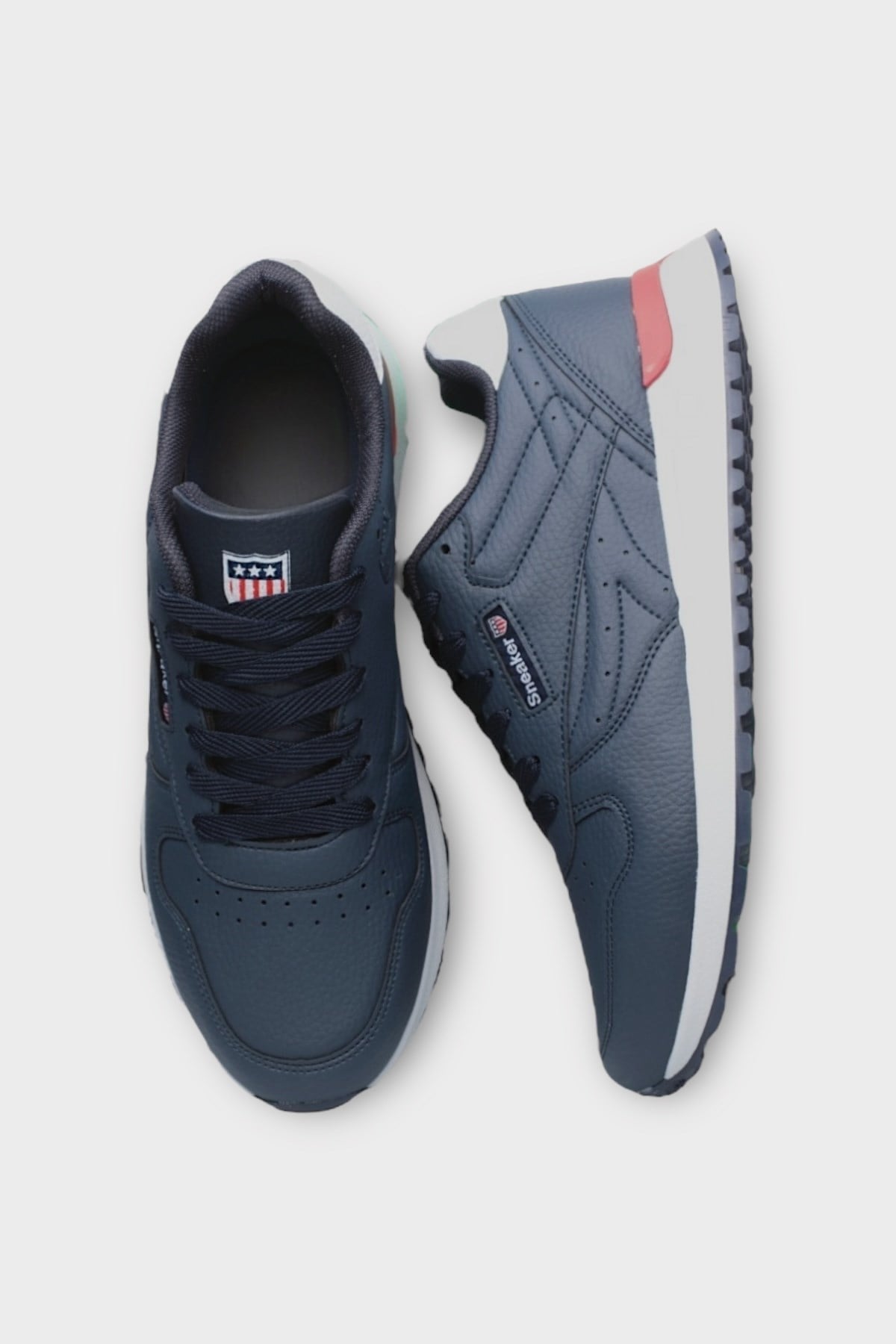 Ortopedik Cilt Sneaker Unisex Spor Ayakkabı LACİVERT