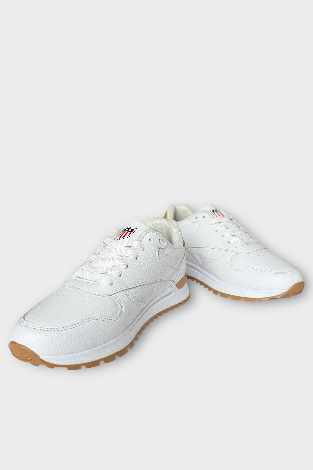 Ortopedik Cilt Sneaker Unisex Spor Ayakkabı BEYAZ - TABA