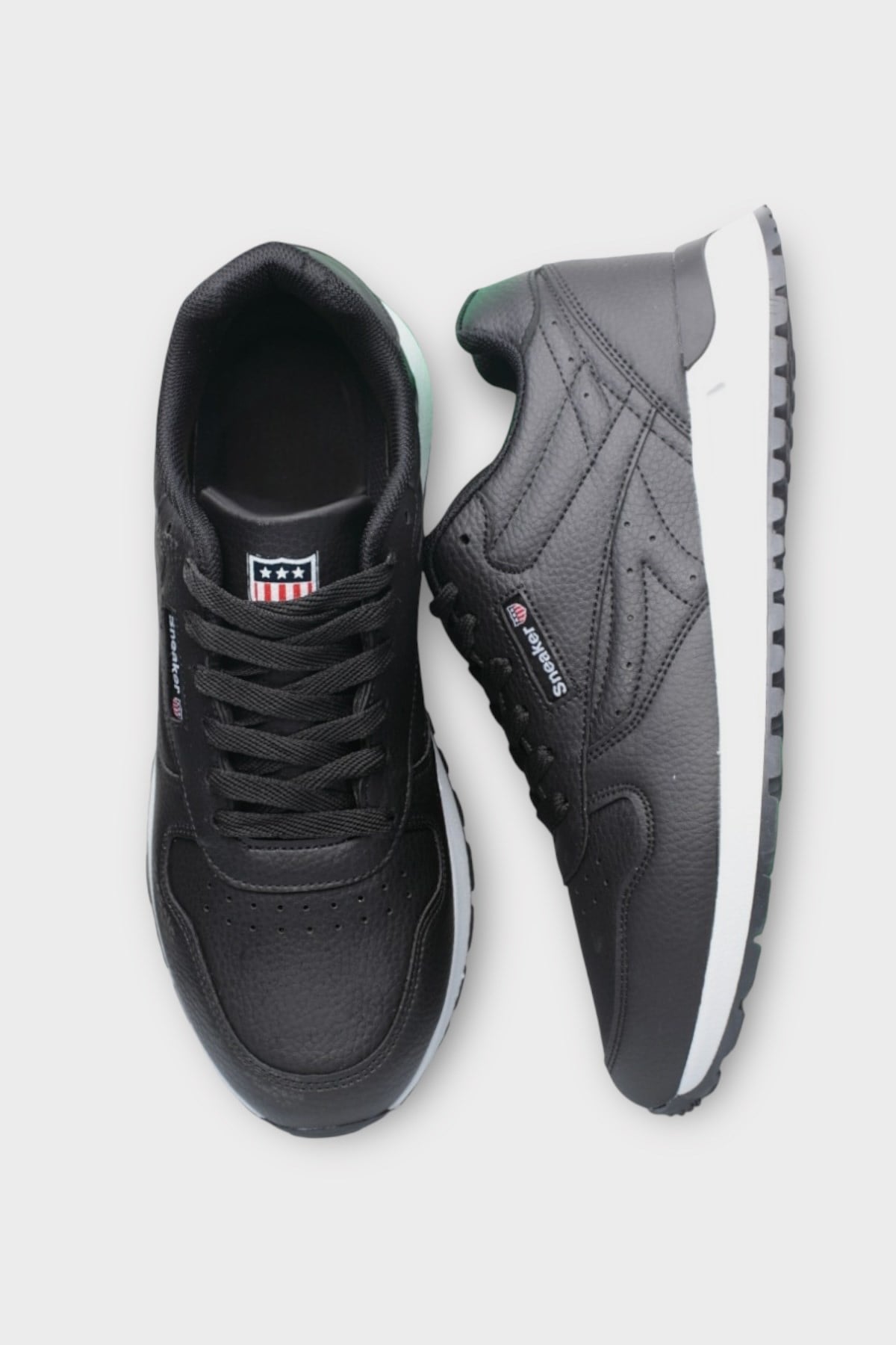Ortopedik Cilt Sneaker Unisex Spor Ayakkabı SİYAH - BEYAZ