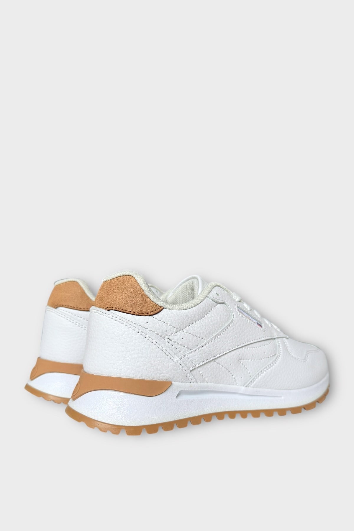 Ortopedik Cilt Sneaker Unisex Spor Ayakkabı BEYAZ - TABA