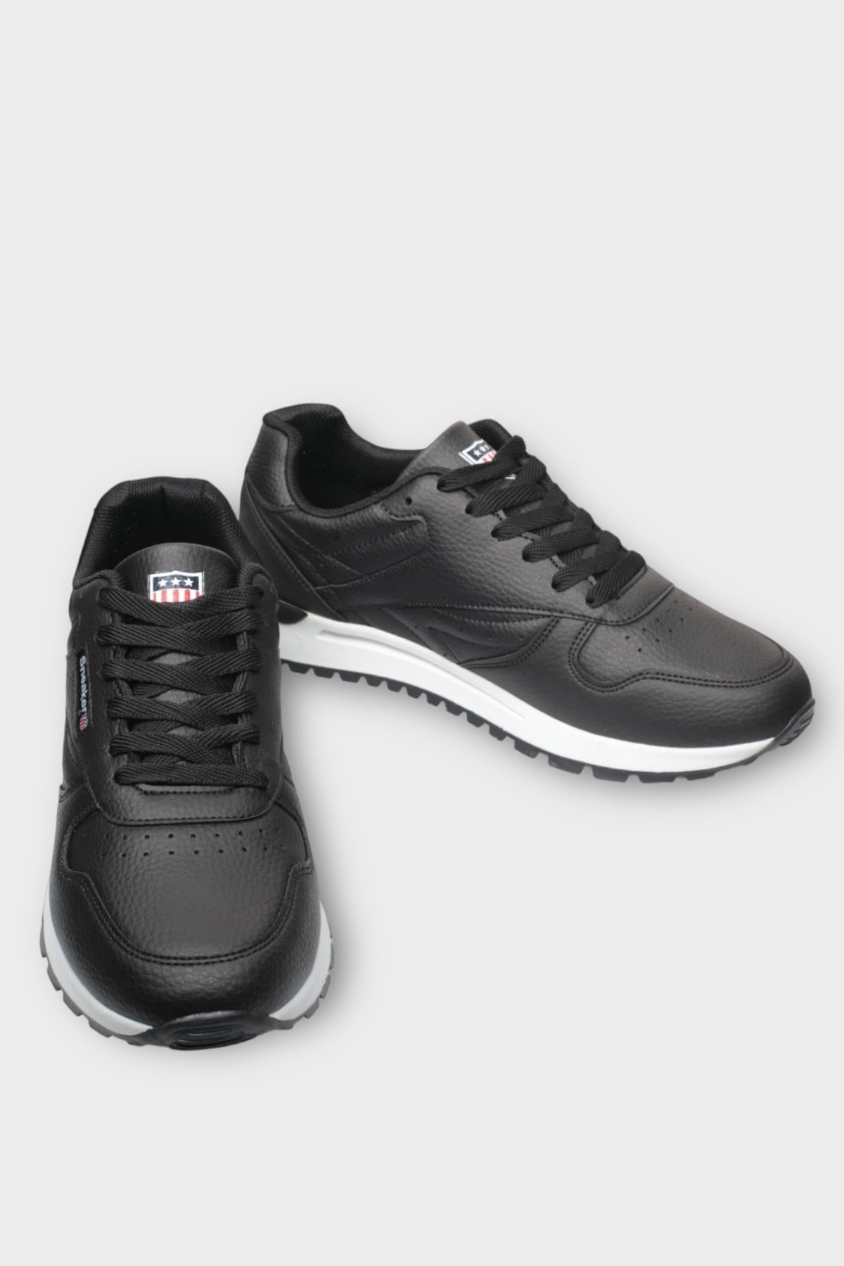 Ortopedik Cilt Sneaker Unisex Spor Ayakkabı SİYAH - BEYAZ