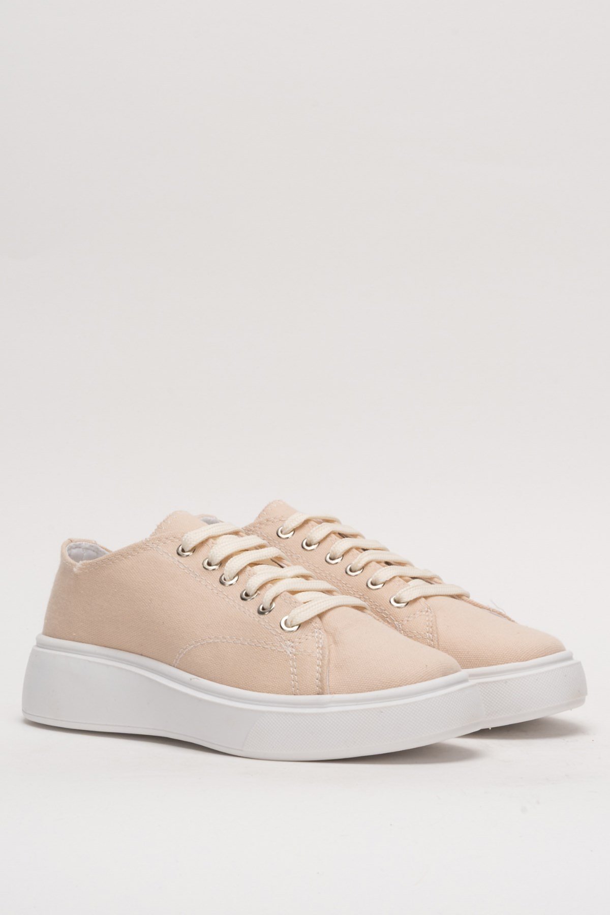 Rahat Kalıp Kalın Taban Kadın Sneaker Ayakkabı BEJ