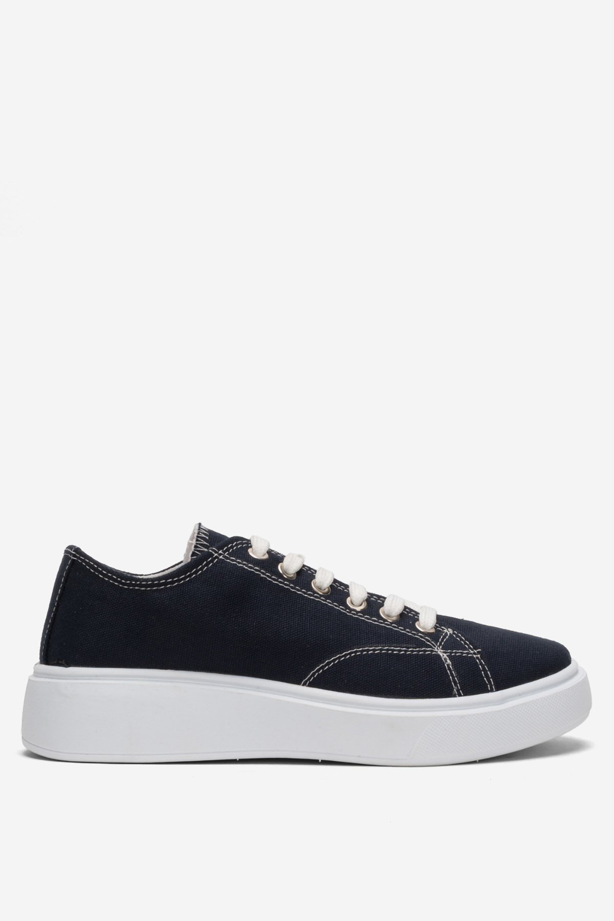 Rahat Kalıp Kalın Taban Kadın Sneaker Ayakkabı LACİVERT